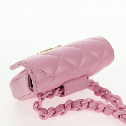 Chanel Flat CC Crossbody Bag Leather, PINK, LEATHER, Crossbody bag