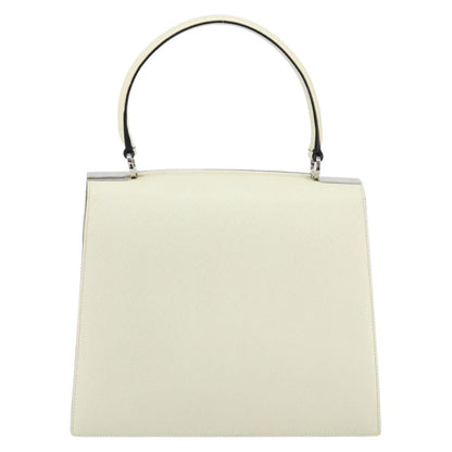 Salvatore Ferragamo Double Gancini Top Handle Bag Saffiano Leather, WHITE, LEATHER, Handbag