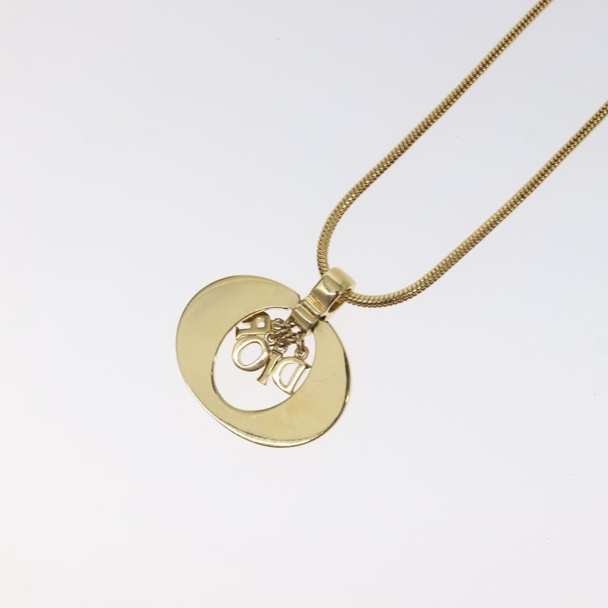 Christian Dior Round Logo Pendant Necklace Metal, GOLD, METAL, Necklace