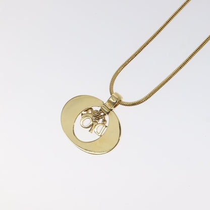Christian Dior Round Logo Pendant Necklace Metal, GOLD, METAL, Necklace