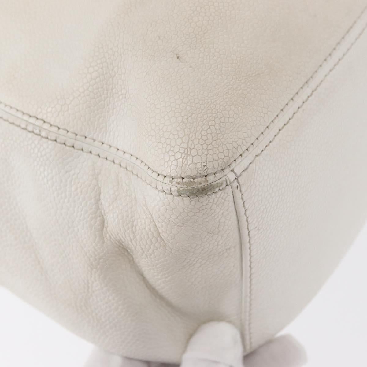 Chanel Vintage Wooden Ring Tote Caviar, WHITE, LEATHER, Tote bag