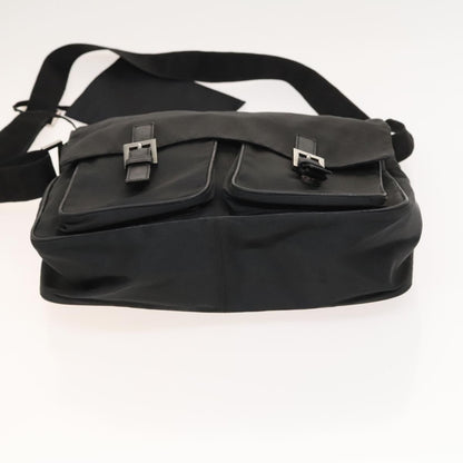 Fendi Vintage Double Buckle Flap Shoulder Bag Nylon, BLACK, NYLON, Shoulder bag
