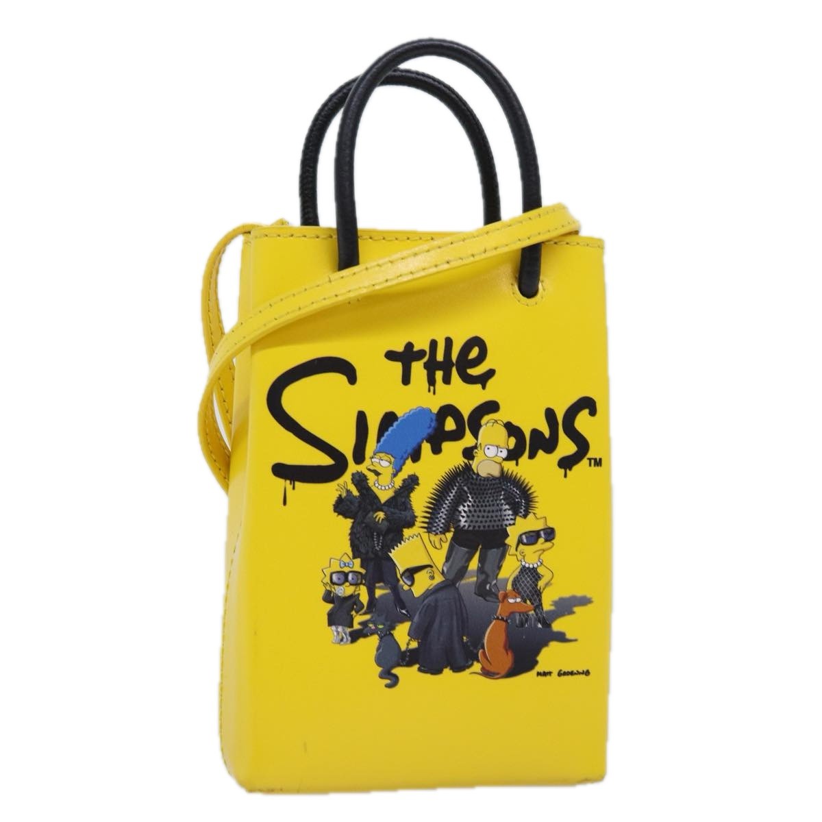 Balenciaga The Simpsons Shopping Tote Printed Leather, YELLOW, LEATHER, Tote bag