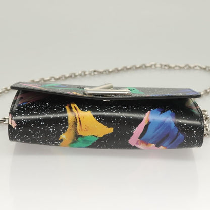 Louis Vuitton Twist Chain Wallet Limited Edition Printed Leather, BLACK, LEATHER, Clutche & pouche