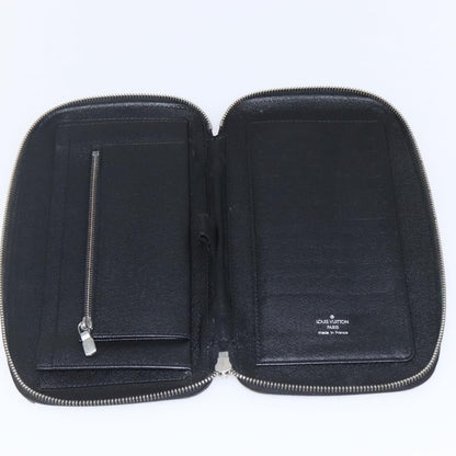 Louis Vuitton Atoll Organizer Wallet Taiga Leather, BLACK, LEATHER, Clutche & pouche