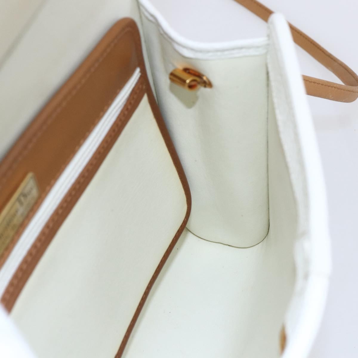 Christian Dior Vintage CD Logo Shoulder Bag Leather, WHITE, LEATHER, Shoulder bag