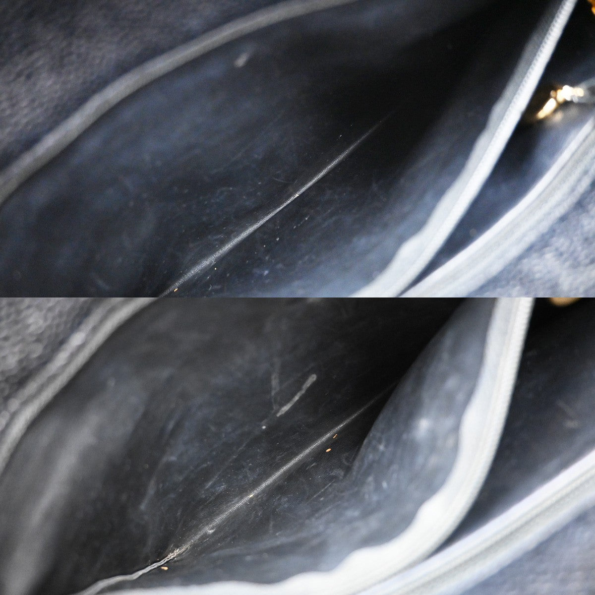 Chanel Vintage Front Pocket Shoulder Bag Leather, BLACK, CALFSKIN, Shoulder bag