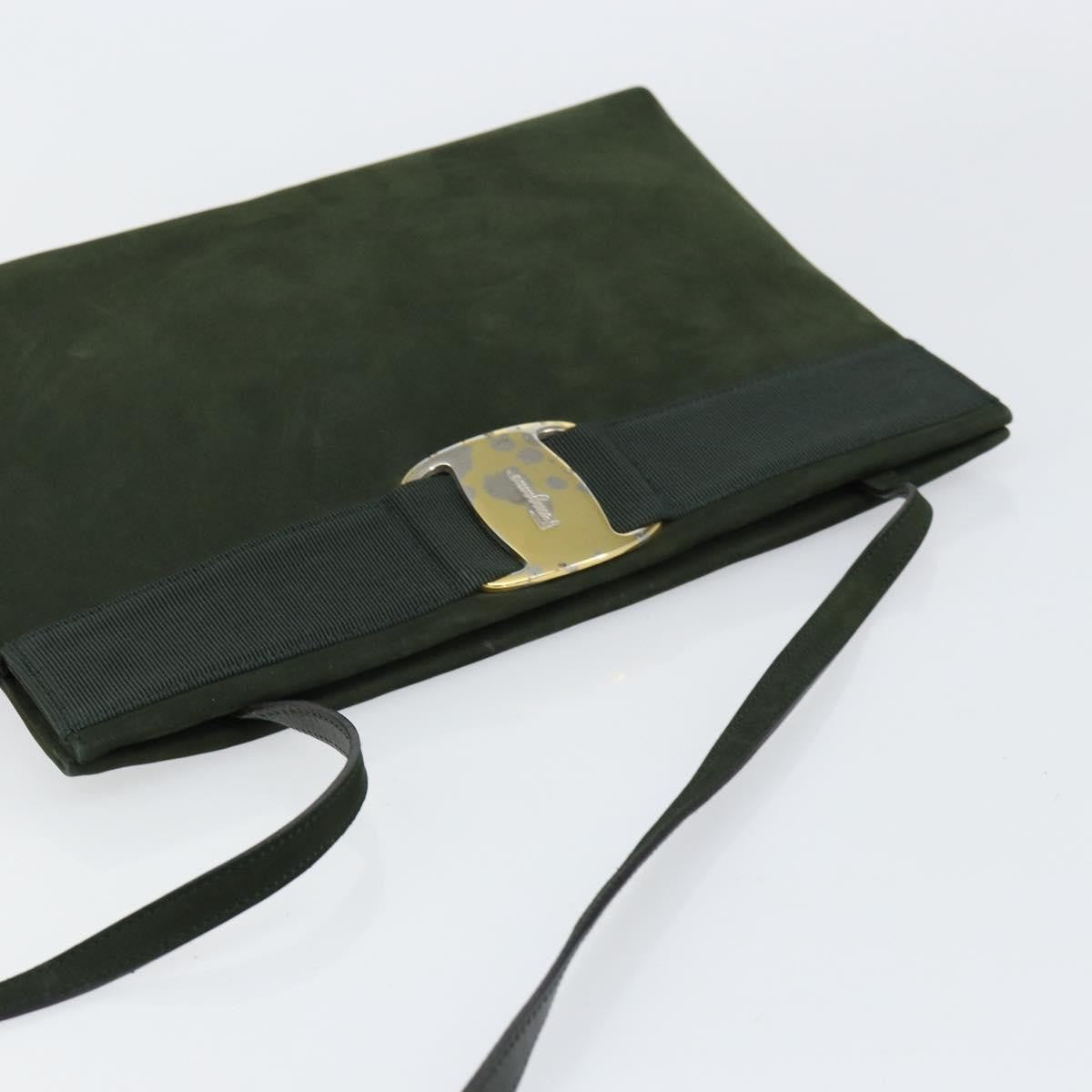 Salvatore Ferragamo Vala Shoulder Bag Suede, KHAKI, SUEDE, Shoulder bag