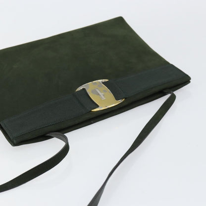 Salvatore Ferragamo Vala Shoulder Bag Suede, KHAKI, SUEDE, Shoulder bag