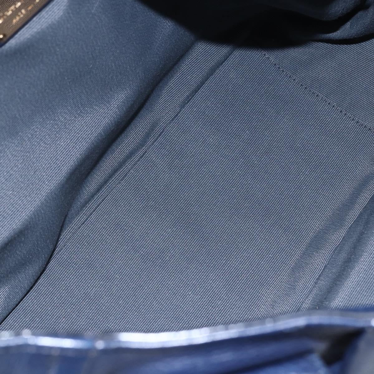 Salvatore Ferragamo Izzie Gancini Embossed Tote Soft Calf, BLUE, LEATHER, Tote bag