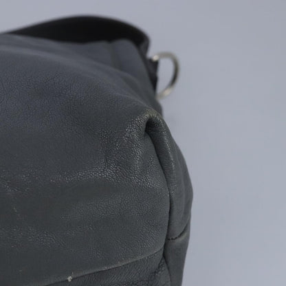 Celine Flap Shoulder Bag Leather, GRAY, LEATHER, Shoulder bag