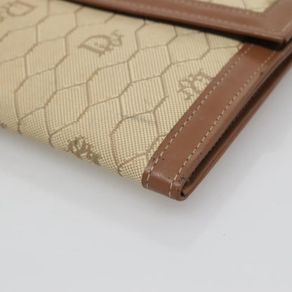 Christian Dior Vintage Honeycomb Flap Wallet Coated Canvas, BEIGE, CANVAS, Wallets