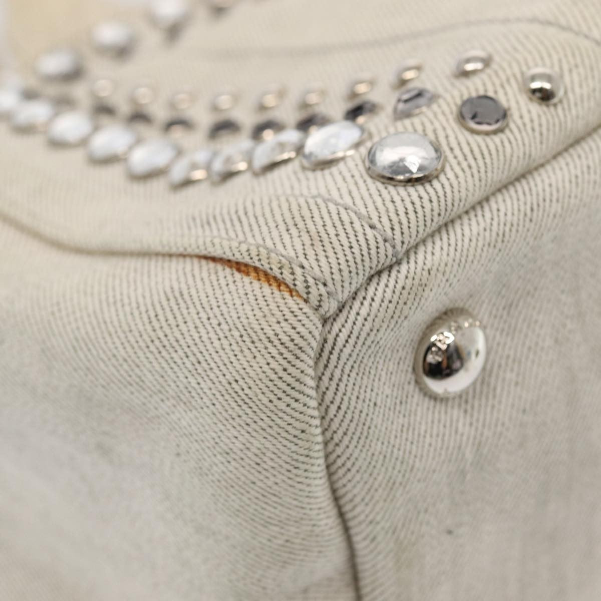 Prada Canapa Tote Rhinestone Embellished Canvas, GRAY, CANVAS, Tote bag