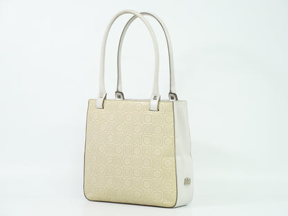 Salvatore Ferragamo Gancini Shoulder Bag Leather, BEIGE, LEATHER, Shoulder bag