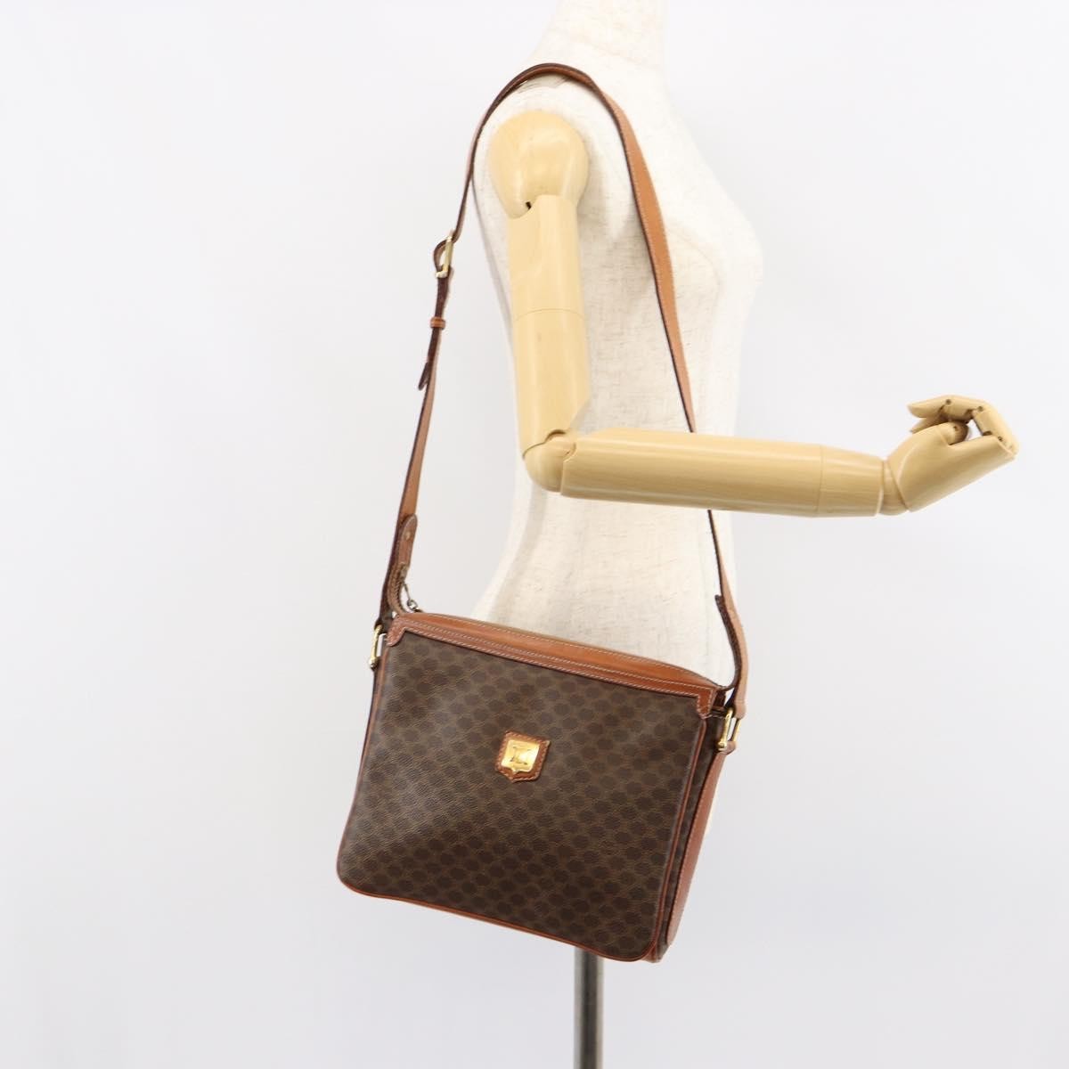 Celine Macadam Shoulder Bag PVC Leather, BROWN, CANVAS, Shoulder bag