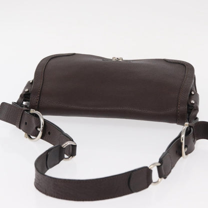 Salvatore Ferragamo Gancini Shoulder Bag Leather, BROWN, LEATHER, Shoulder bag