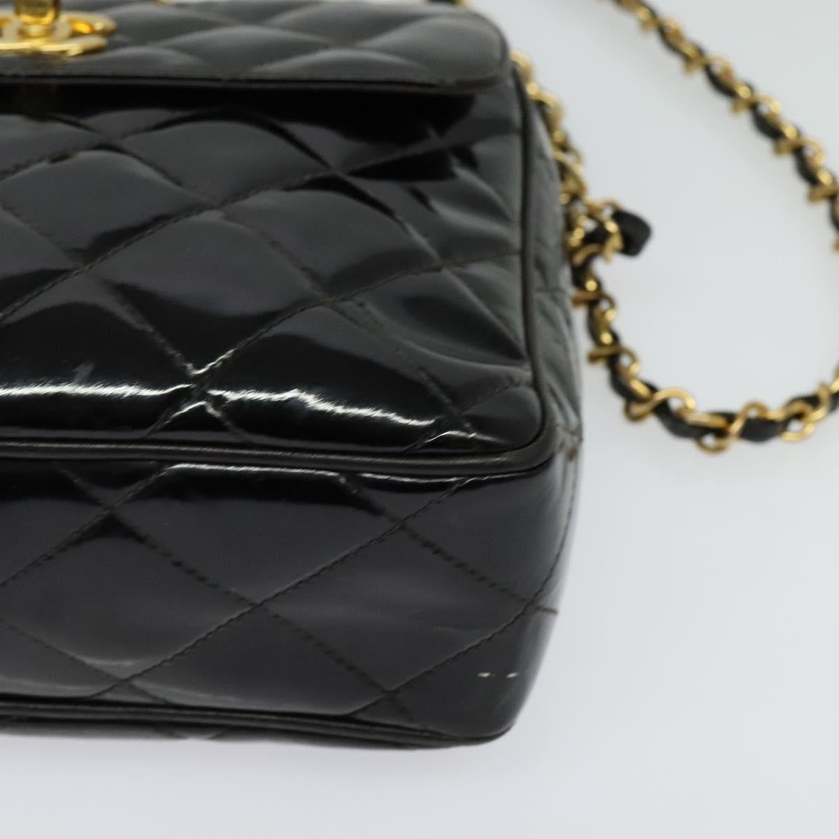 Chanel Vintage Square Front Pocket Camera Bag Quilted Patent, BLACK, PATENT_LEATHER, Shoulder bag