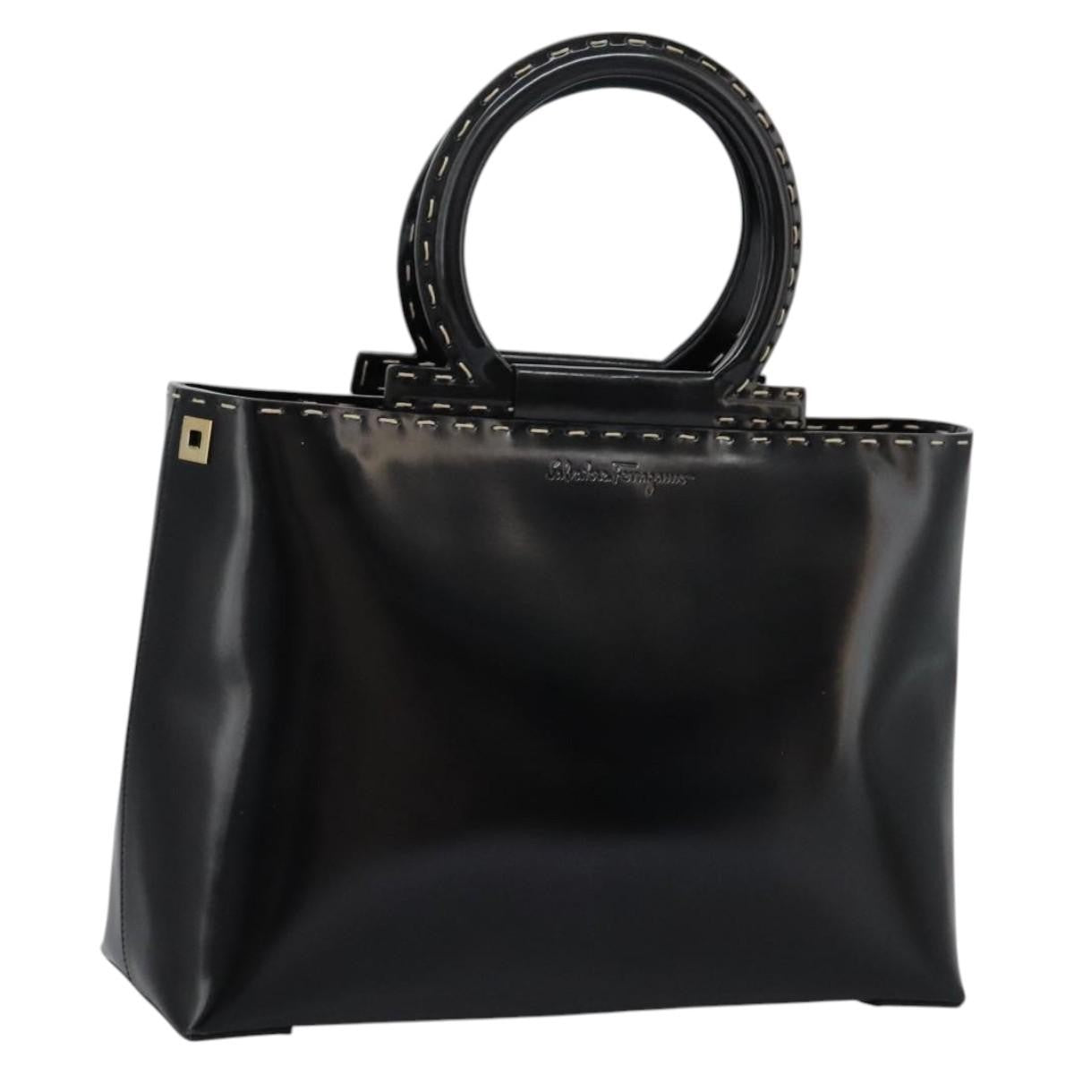 Salvatore Ferragamo Gancini handbag Patent leather, BLACK, PATENT_LEATHER, Handbag