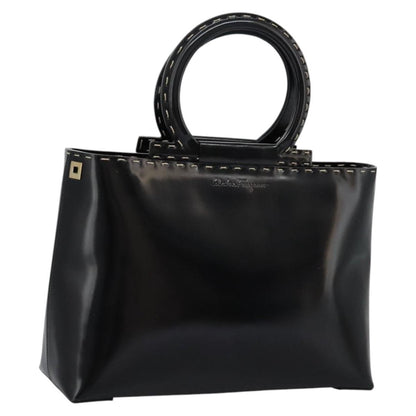 Salvatore Ferragamo Gancini handbag Patent leather, BLACK, PATENT_LEATHER, Handbag