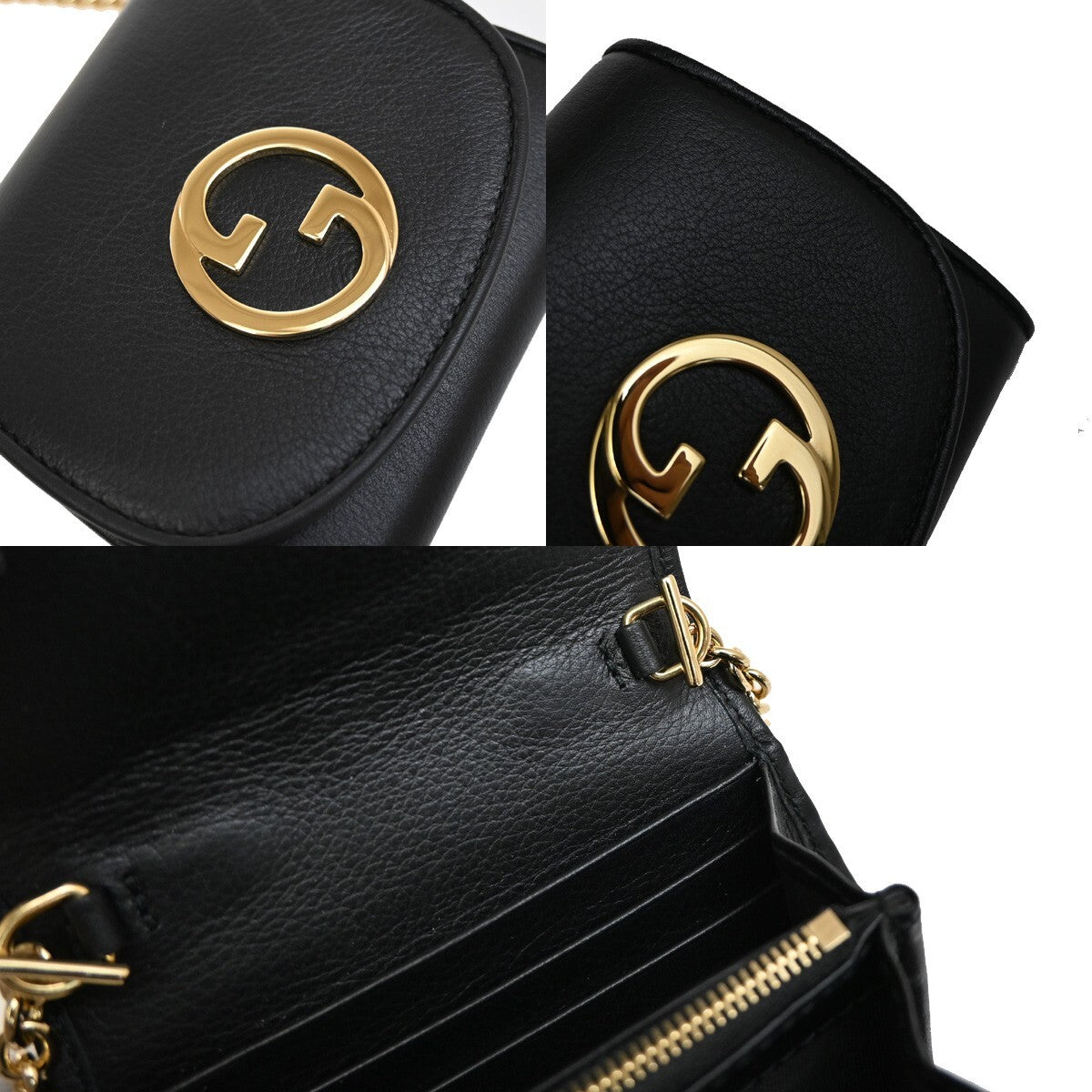 Gucci Blondie NM Wallet on Chain Leather, BLACK, LEATHER, Wallets