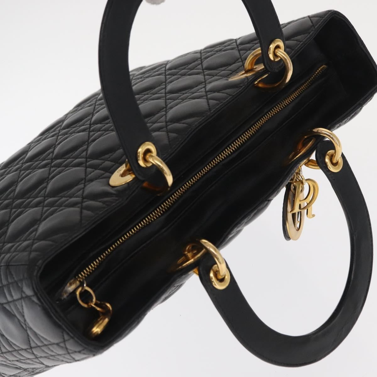 Christian Dior Lady Dior Bag Leather, BLACK, LEATHER, Handbag