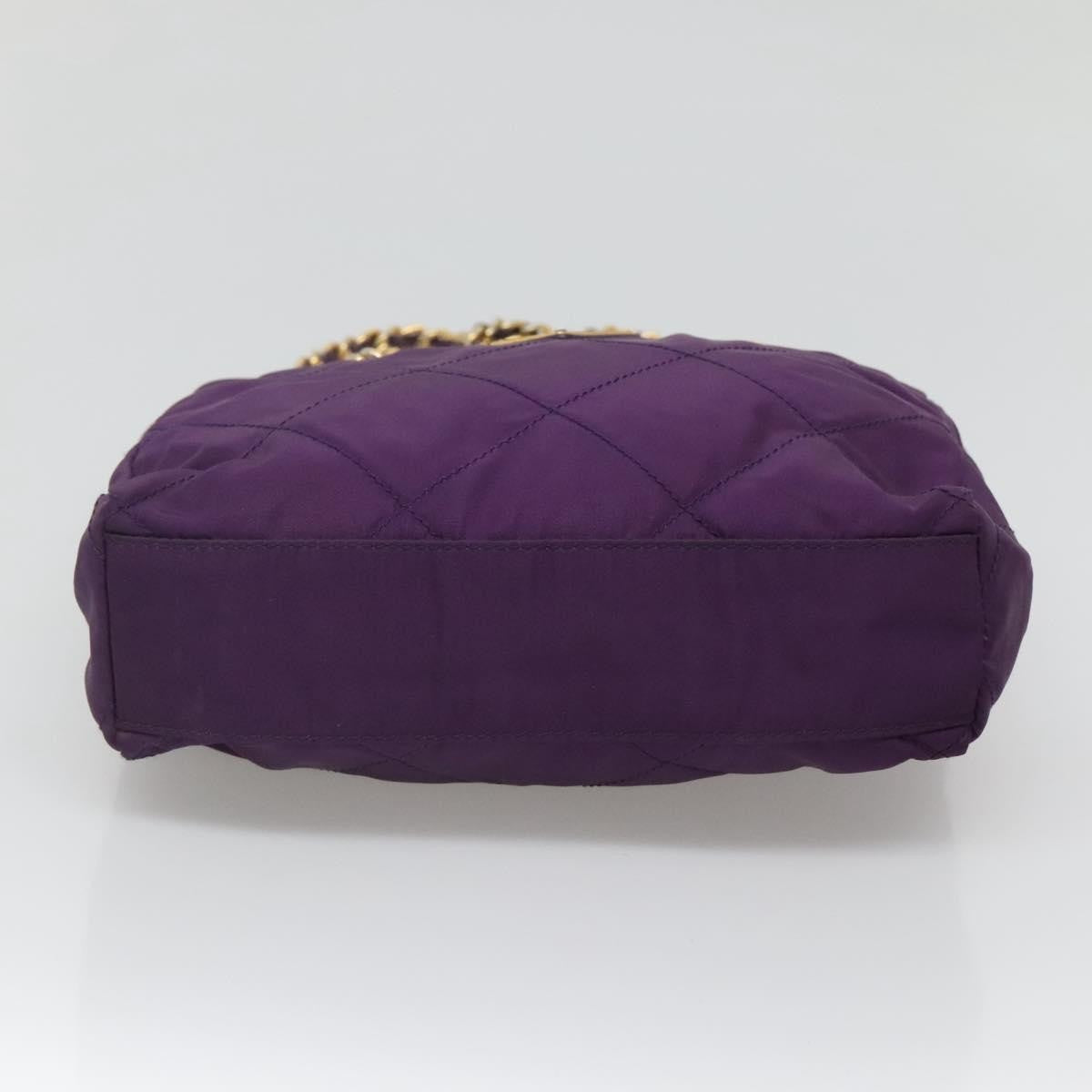 Prada Chain Shoulder Bag Quilted Tessuto, PURPLE, NYLON, Shoulder bag