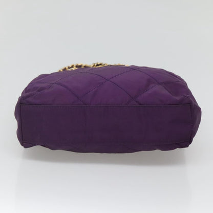 Prada Chain Shoulder Bag Quilted Tessuto, PURPLE, NYLON, Shoulder bag