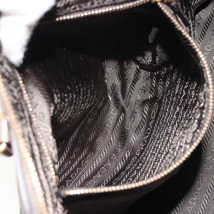 Prada Promenade Bag Saffiano Leather, BROWN, LEATHER, Handbag