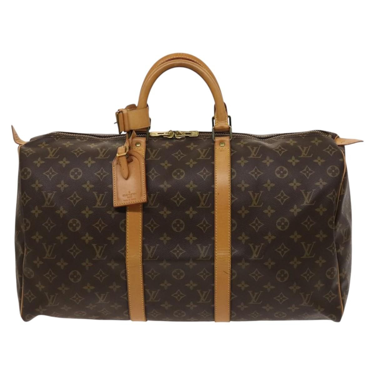 Louis Vuitton Keepall Bag Monogram Canvas, BROWN, CANVAS, Travel bag