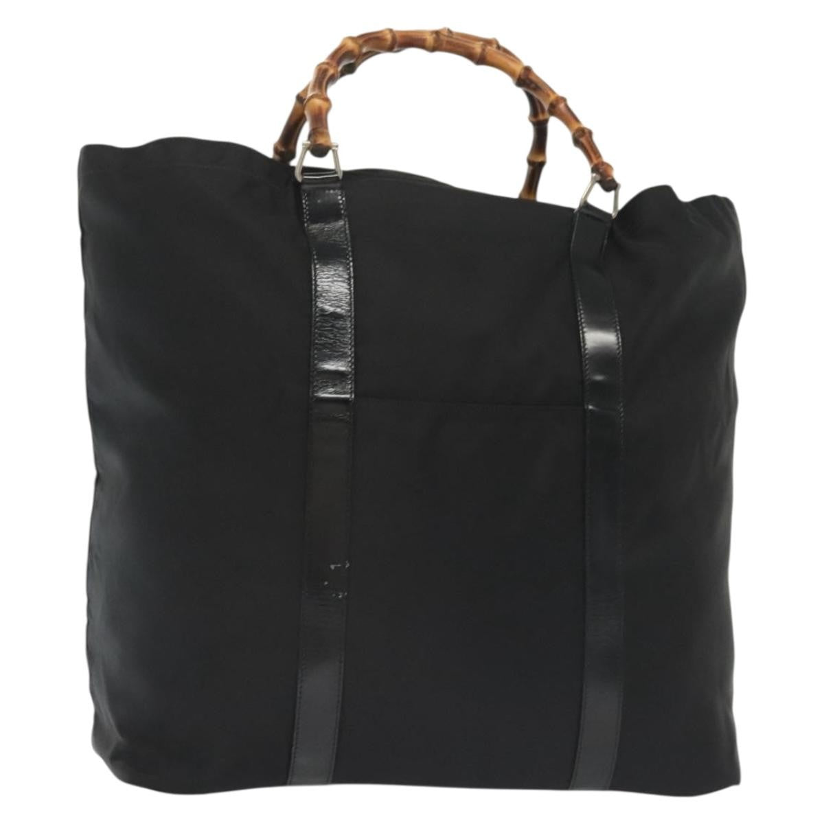 Gucci Bamboo Daily Tote Leather, Black, Nylon, Tote Bag