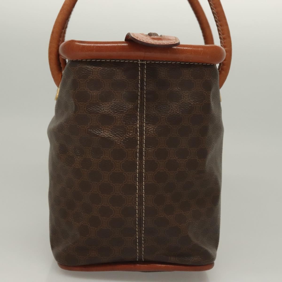 Celine Macadam Handbag Macadam with leather, BROWN, CANVAS, Handbag