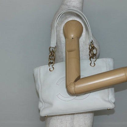 Chanel Vintage Timeless Chain Shoulder Bag Lambskin, WHITE, LEATHER, Tote bag
