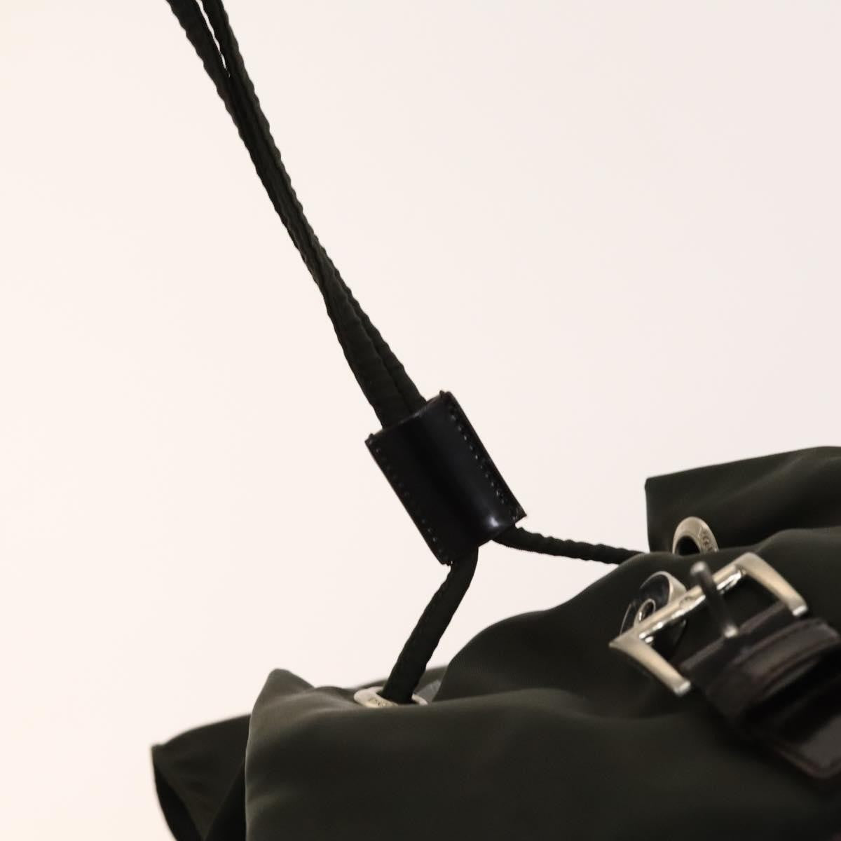 Prada Front Pocket Buckle Backpack Nylon, Khaki, Nylon, Backpack