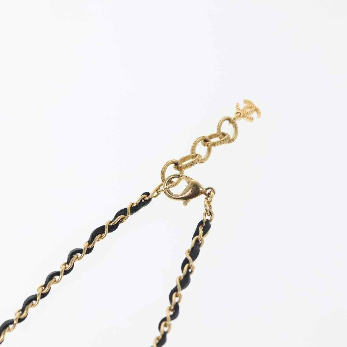 "Chanel CC Perfume Bottle Pendant Chain Long Necklace Metal with Leather, Crystals and Faux Pearl", GOLD, METAL, Necklace