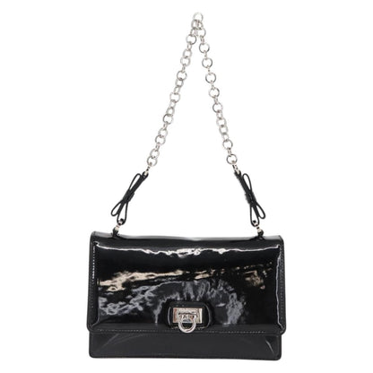 Salvatore Ferragamo Gancini Chain Shoulder bag Patent leather, BLACK, PATENT_LEATHER, Shoulder bag