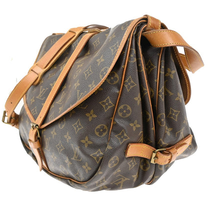 Louis Vuitton Saumur Handbag Monogram Canvas, BROWN, LEATHER, Shoulder bag