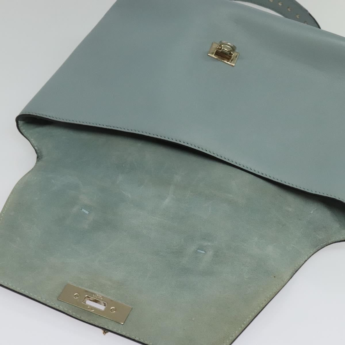 Valentino Garavani Demilune Flap Satchel Leather, BLUE, LEATHER, Handbag