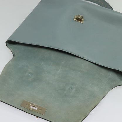 Valentino Garavani Demilune Flap Satchel Leather, BLUE, LEATHER, Handbag