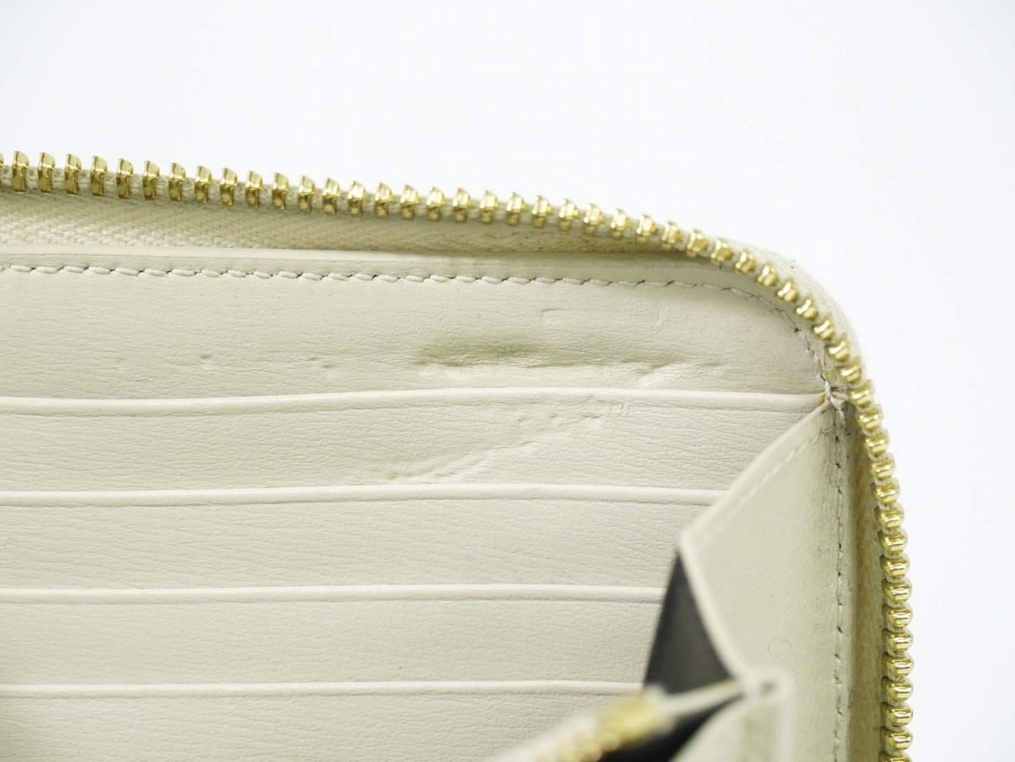 Saint Laurent Tiny Monogram Zip Around Wallet Leather, ECRU, LEATHER, Wallets