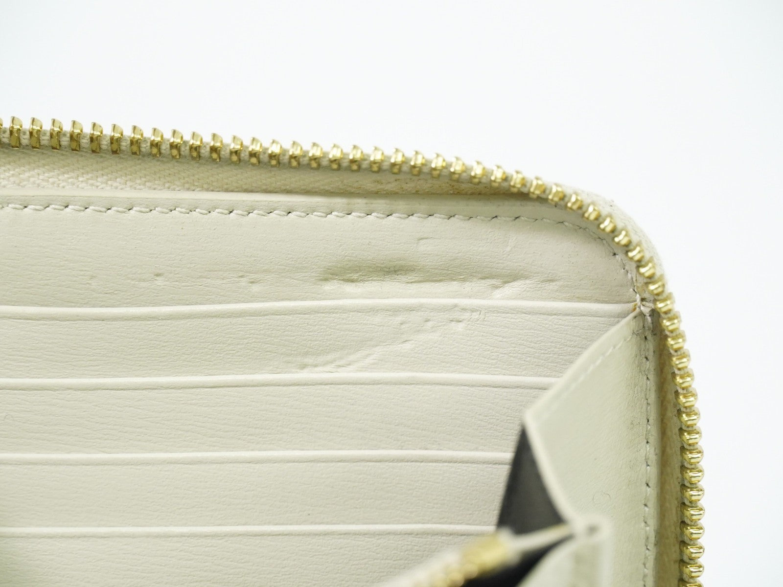 Saint Laurent Tiny Monogram Zip Around Wallet Leather, ECRU, LEATHER, Wallets