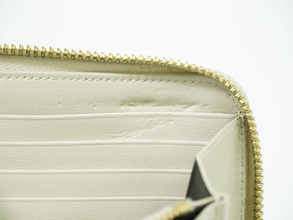 Saint Laurent Tiny Monogram Zip Around Wallet Leather, ECRU, LEATHER, Wallets