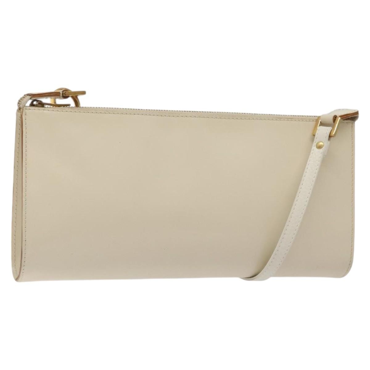 Salvatore Ferragamo Gancini Shoulder Bag Leather, BEIGE, LEATHER, Shoulder bag