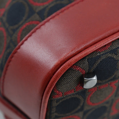 Salvatore Ferragamo Gancini Shoulder Bag Canvas, RED, CANVAS, Shoulder bag