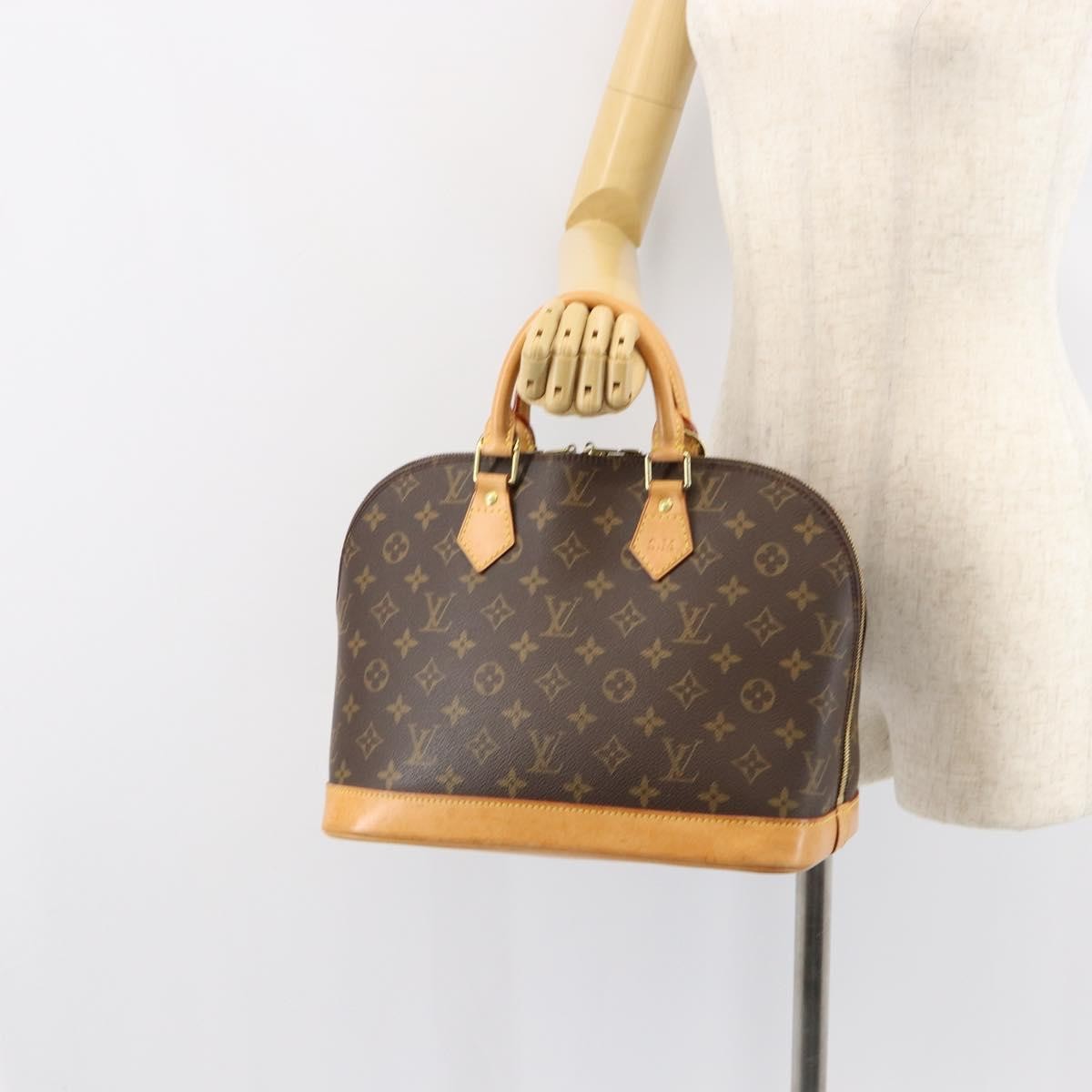Louis Vuitton Alma Handbag Monogram Canvas, BROWN, CANVAS, Handbag
