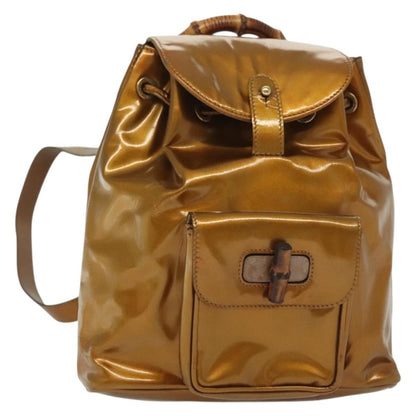 Gucci Vintage Bamboo Backpack Patent, GOLD, PATENT_LEATHER, Backpack