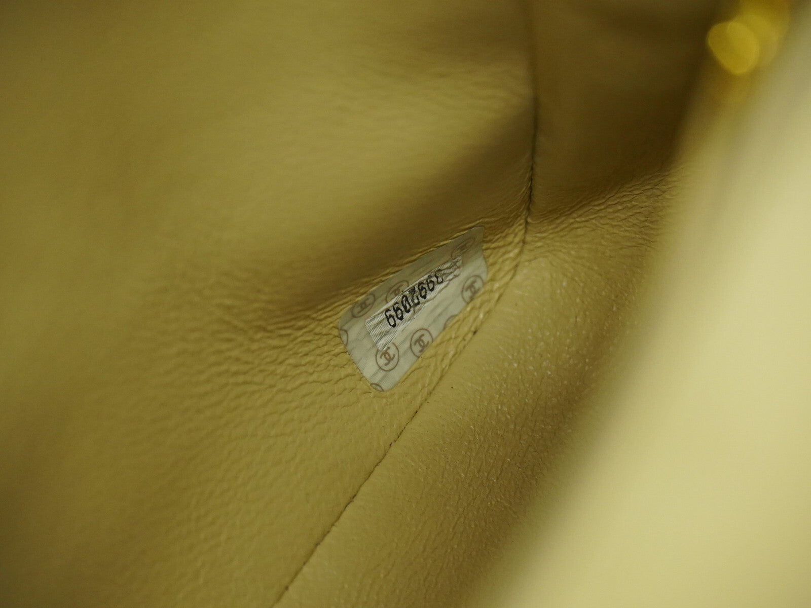 Chanel Vintage Square Flap Bag Quilted Lambskin, BEIGE, LEATHER, Shoulder bag