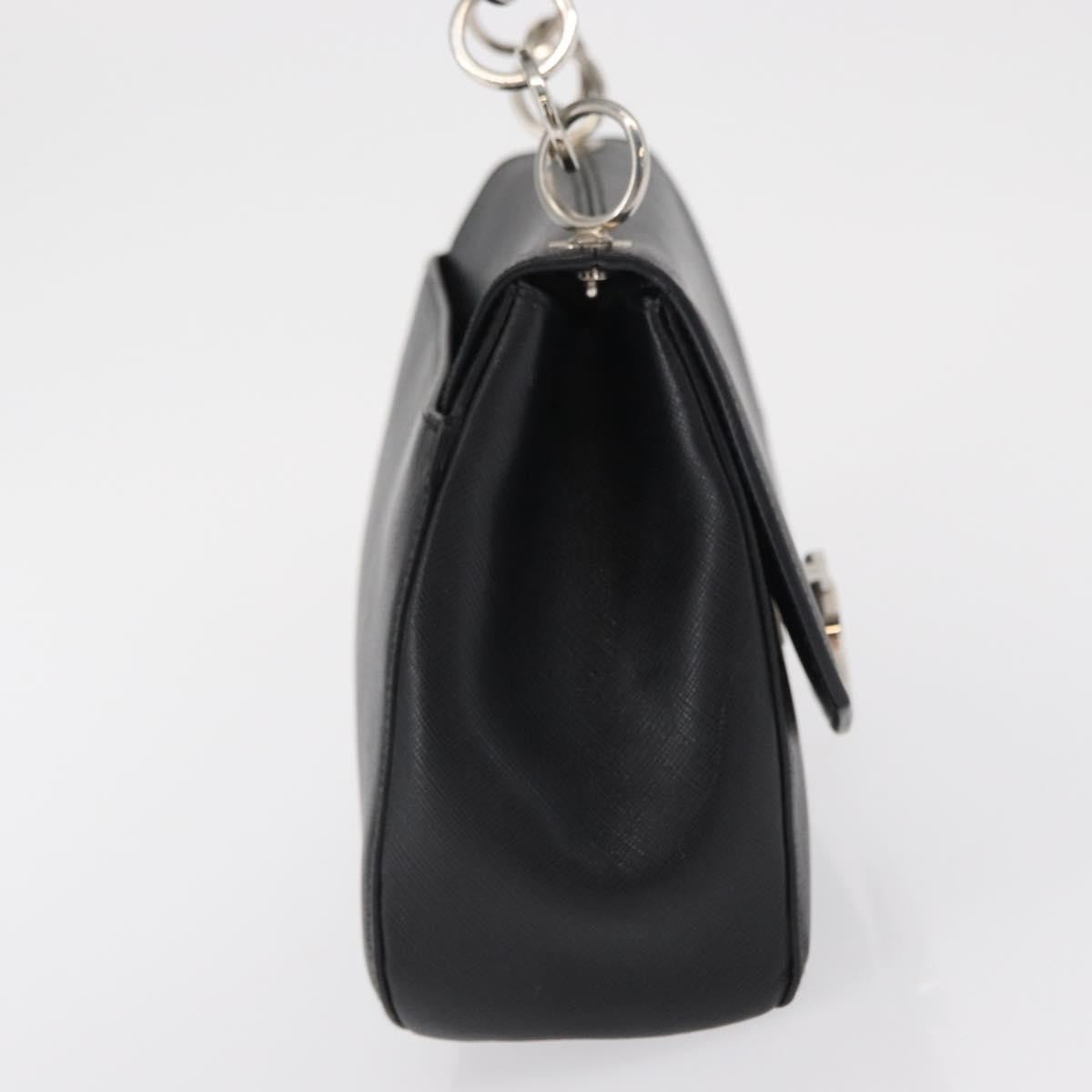 Salvatore Ferragamo Gancini Shoulder Bag Leather, BLACK, LEATHER, Shoulder bag