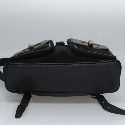 Gucci Vintage Bamboo Backpack Suede, BLACK, SUEDE, Backpack