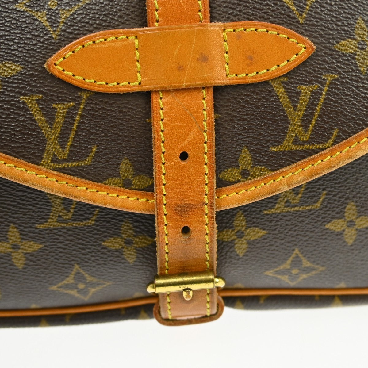 Louis Vuitton Saumur Handbag Monogram Canvas, Brown, Canvas, Shoulder Bag