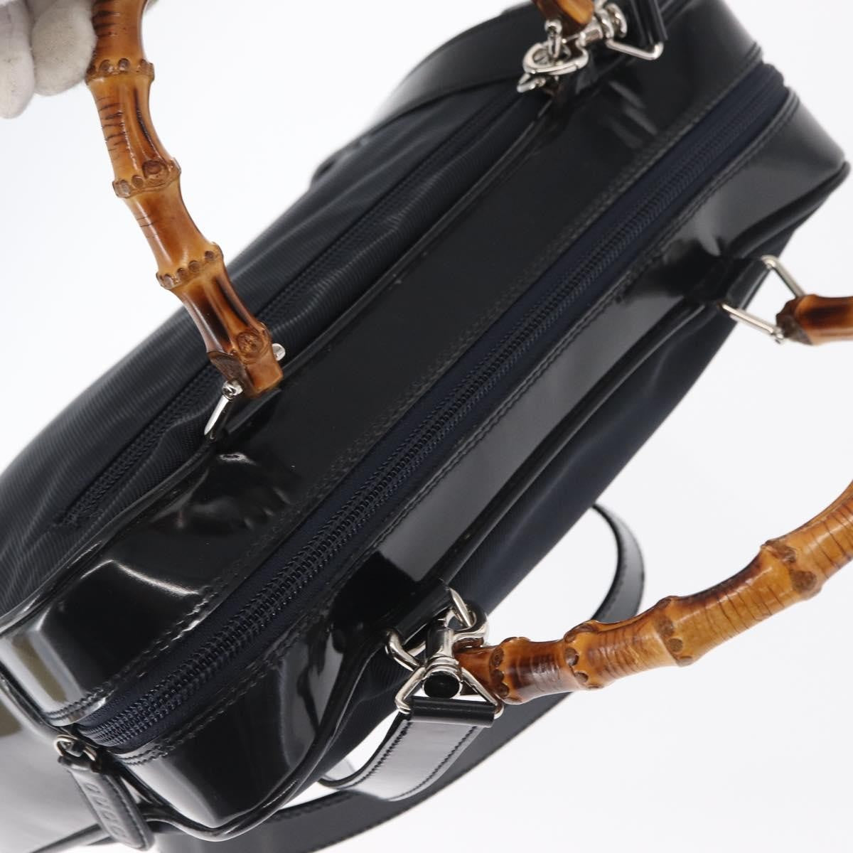 Gucci Vintage Bamboo Handle Bag Nylon, BLACK, NYLON, Handbag